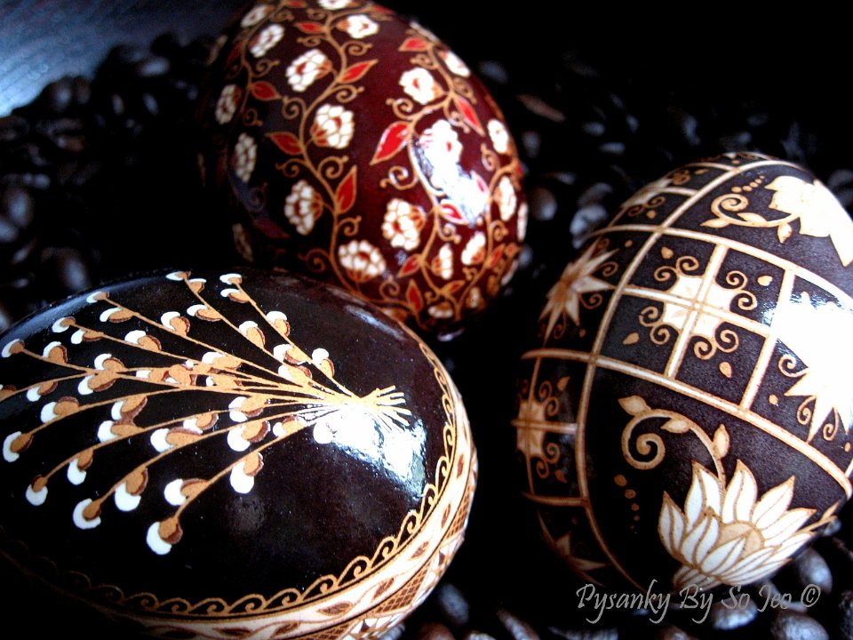 Etched Brown Ukrainian Easter Eggs Pysanky By So Jeo